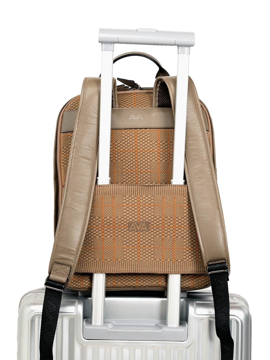Mochila Ava Rute Bege estampa Xadrez